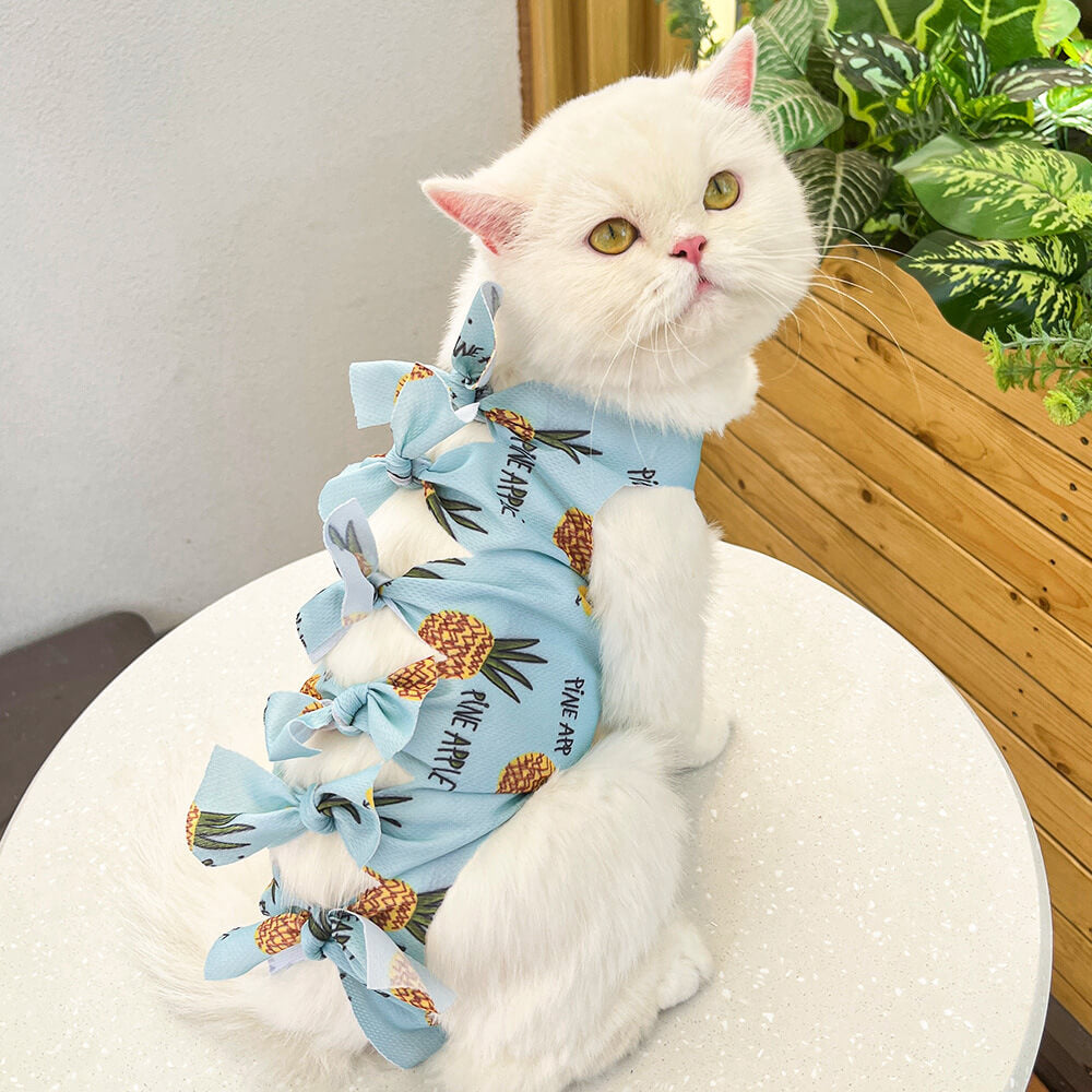 Bowknot Back-Tie Cat Dress - Elegant and Adorable Pet Outfit