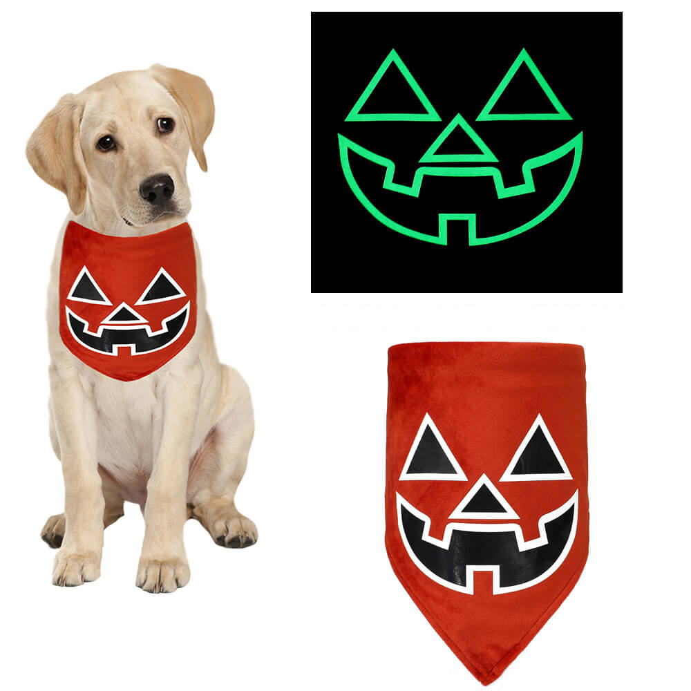 Bandana luminosa para mascotas de Halloween | Babero y collar para mascotas con forma de triángulo brillante