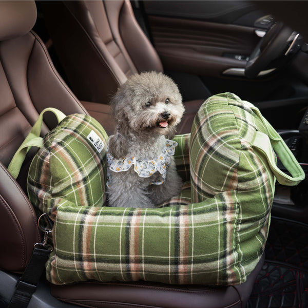 Camilla de asiento de automóvil para perros de seguridad a cuadros