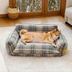 Plush Warmth Stripe Foldable Washable Dog & Cat Sofa Bed - MochaSnug