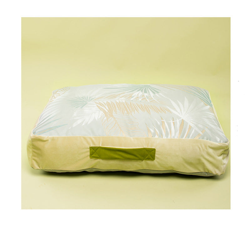 Almohada con pajarita, cama para perros acolchada de enfriamiento cuadrada de terciopelo de seda helada