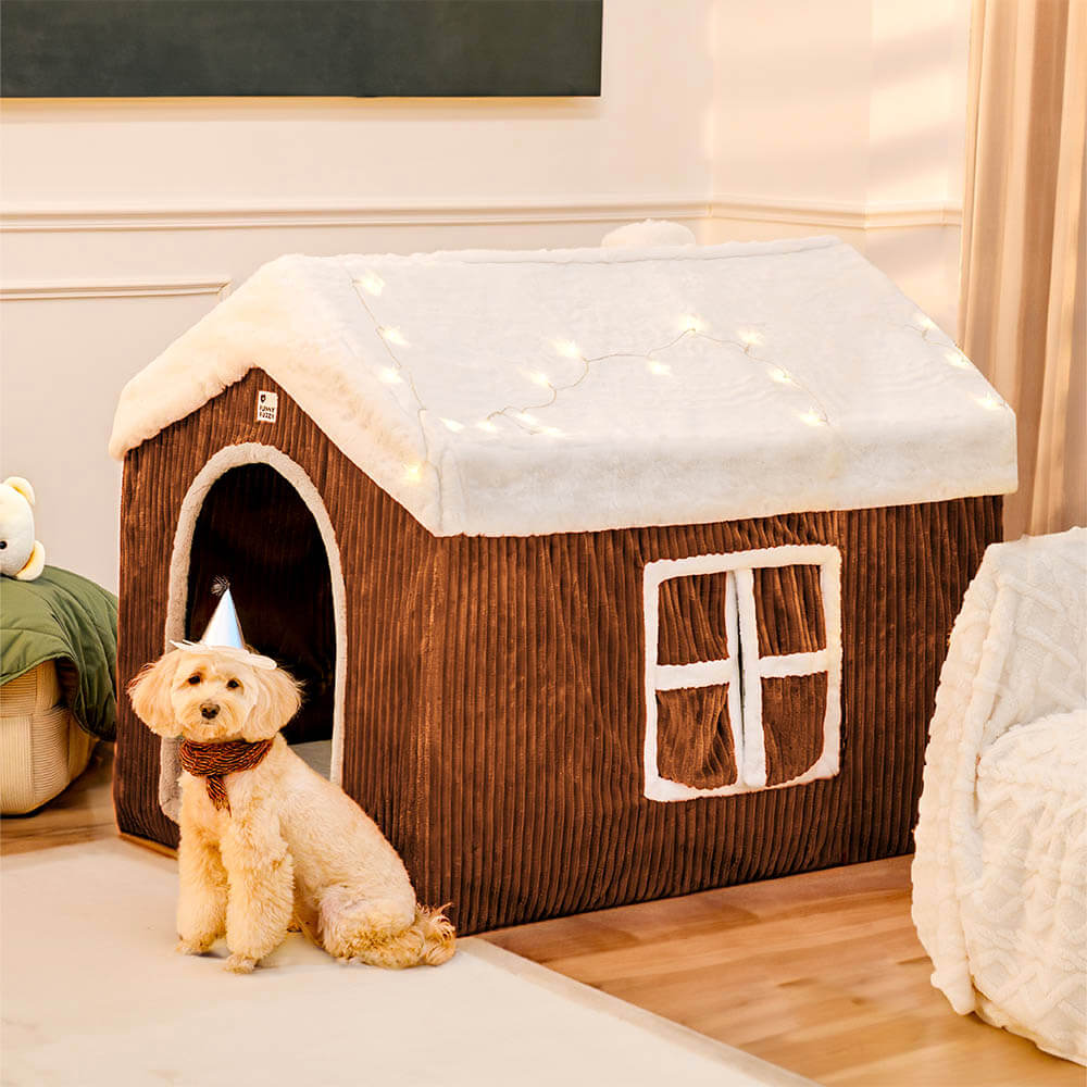 Casa de nieve navideña Casa para perros grande y acogedora y cálida