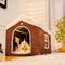 Casa de nieve navideña acogedora calidez gran casa de perros