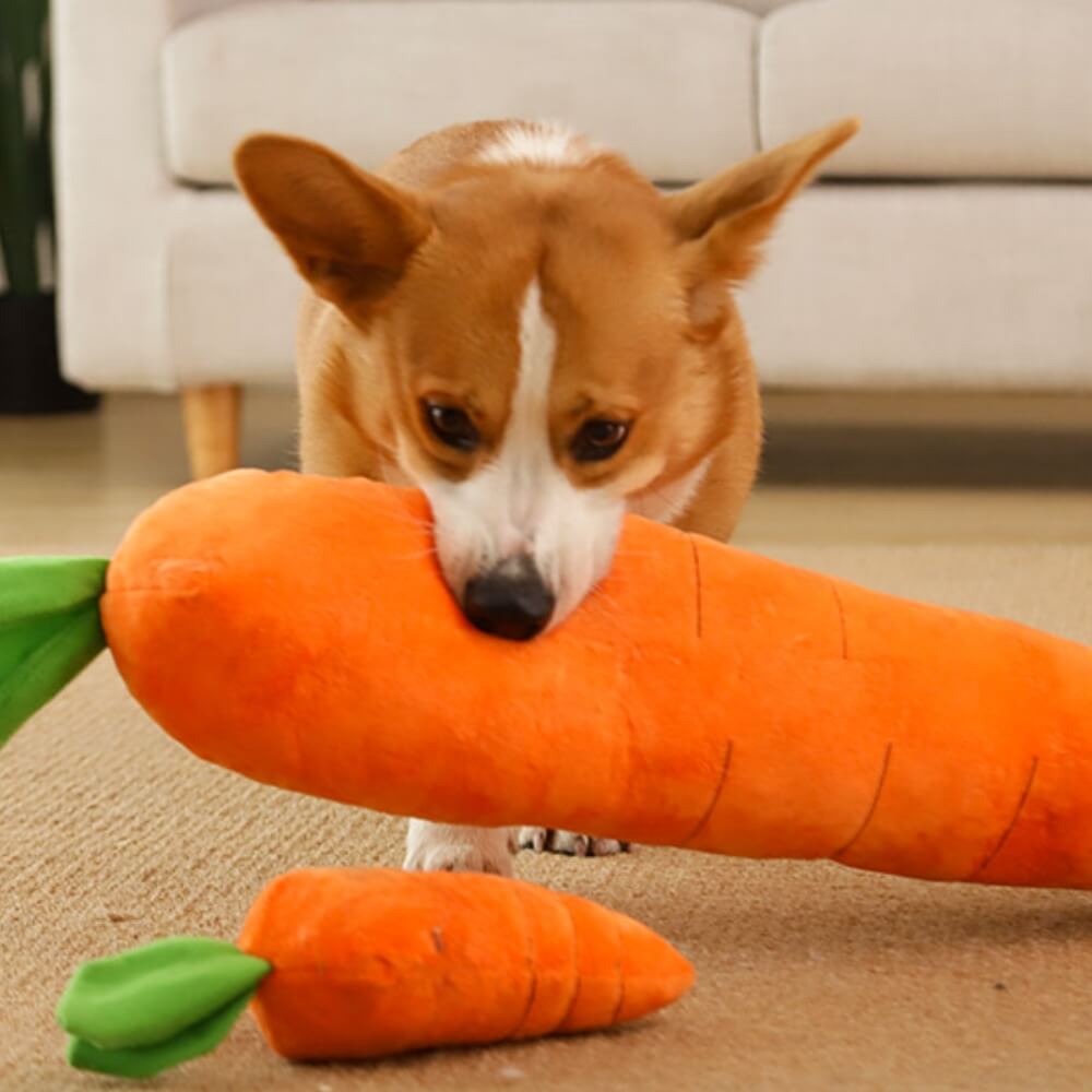 Juguete interactivo para perros de peluche con sonido de zanahoria