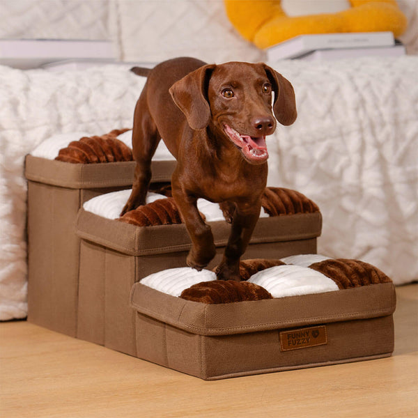 Escaleras para perros artesanales a cuadros con almacenamiento - multifuncional y plegable