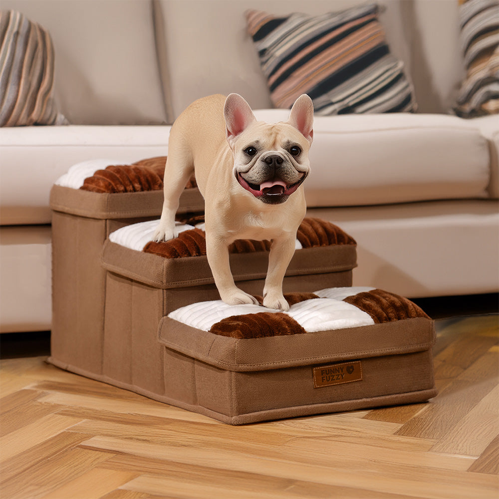 Escaleras para perros artesanales a cuadros con almacenamiento - multifuncional y plegable