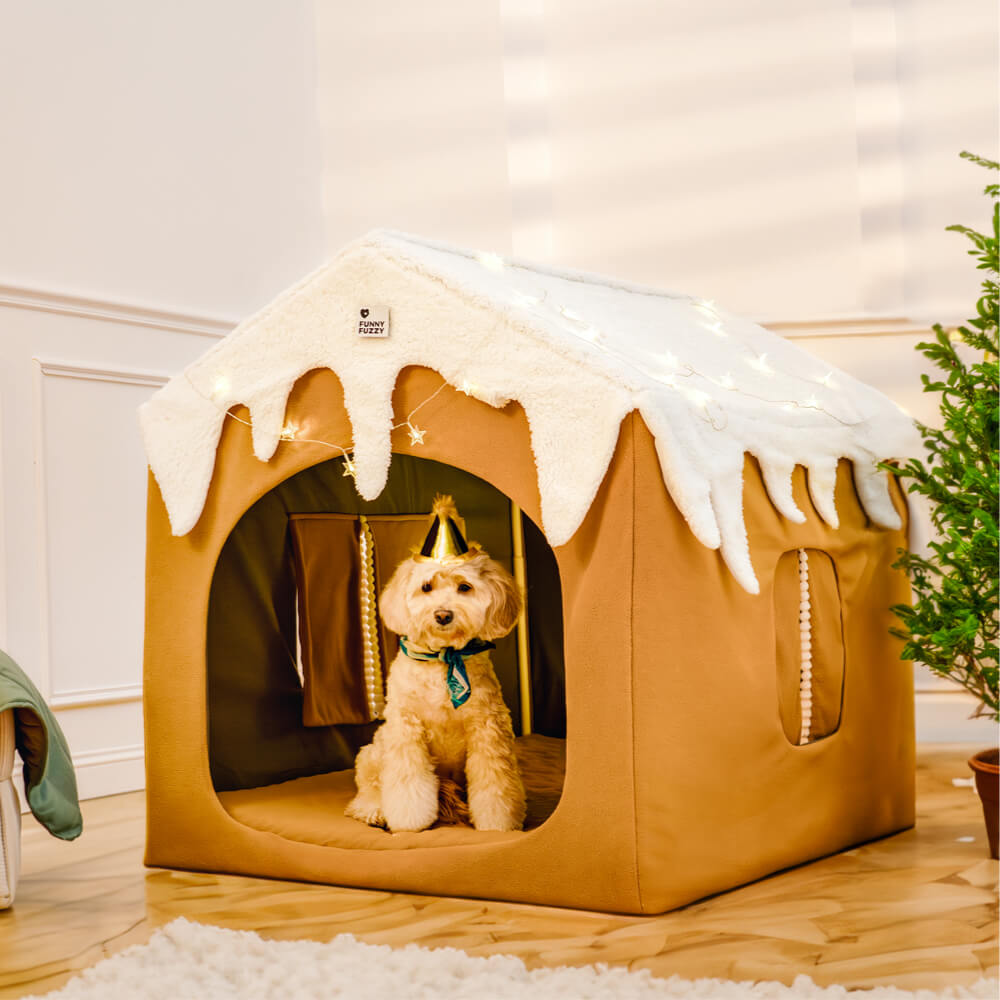 Casa de nieve navideña Casa para perros grande y acogedora y cálida
