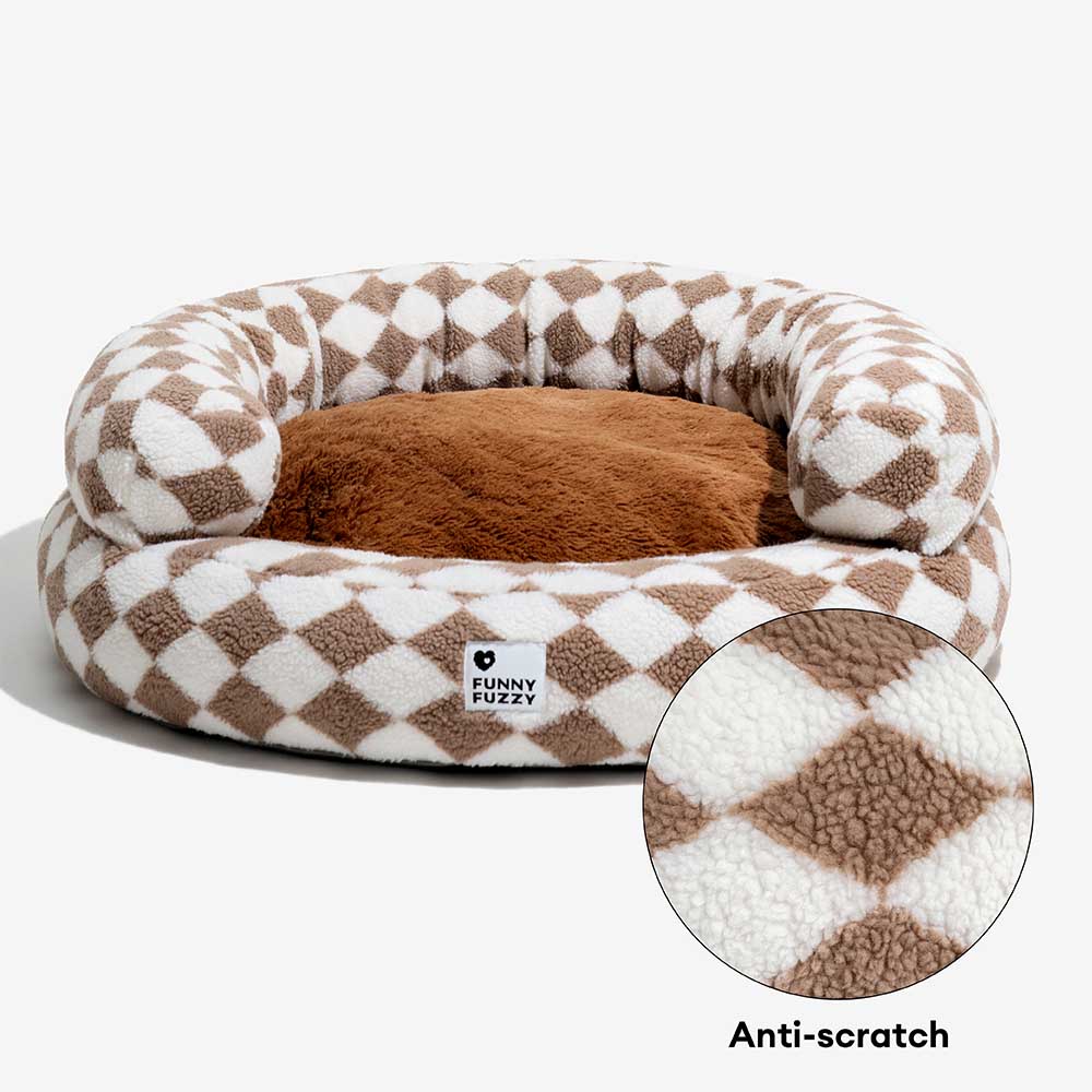 Classic Argyle Washable Bolster Donut Dog Bed - Cozy Haven