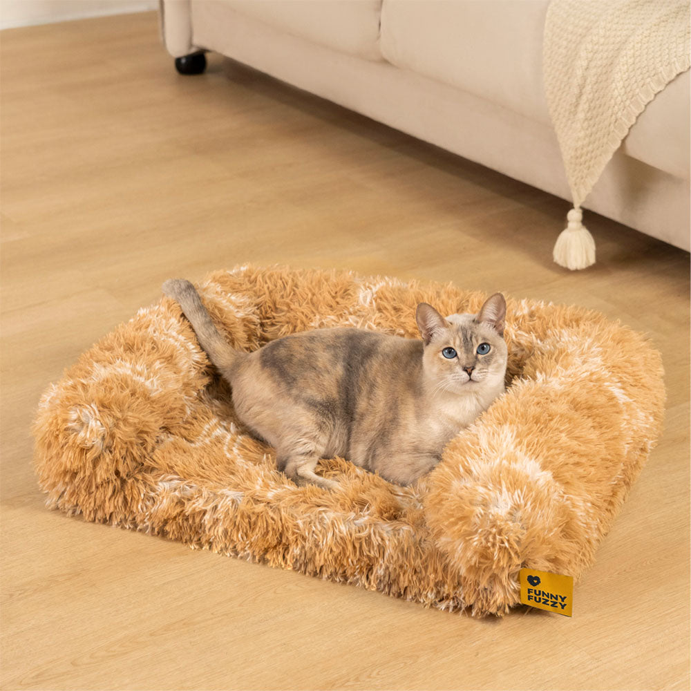 Classic Plaid Orthopedic Bolster Cat Sofa Bed - Cozy Comfort