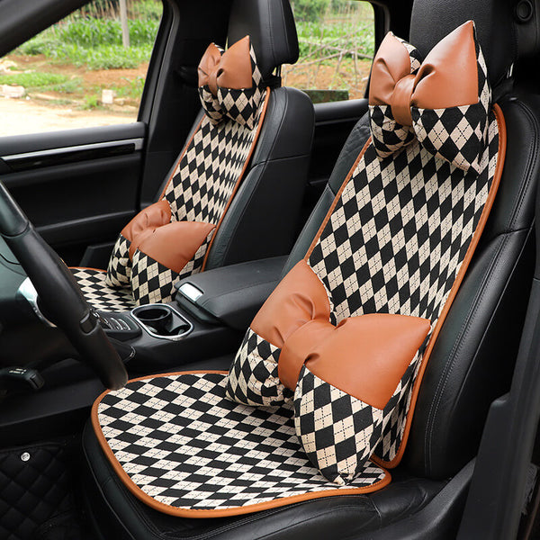Rombo clásico <tc>Color</tc> Juego completo de fundas antideslizantes para asientos delanteros de coche a juego