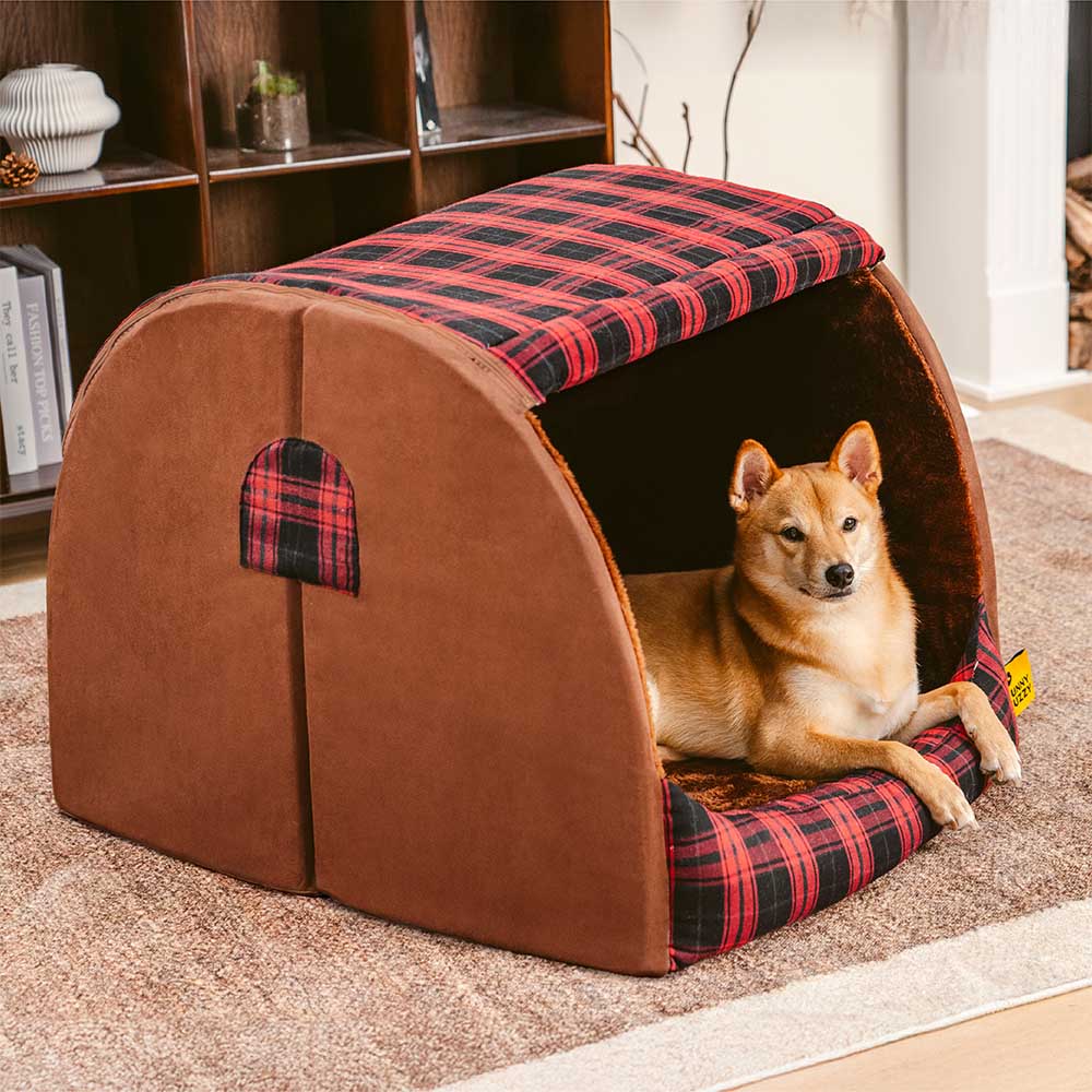 Classical Plaid House Orthopedic Dog Bed - Warm Retreat