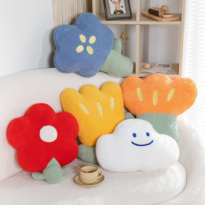 Cojín de sofá polar de peluche agradable a la piel con flores coloridas