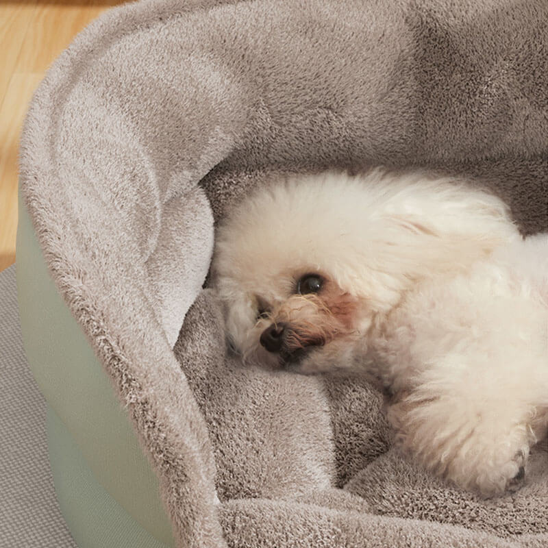 Cama para mascotas con respaldo acogedor, cama impermeable para perros y gatos para dormir profundo