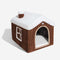 Casa de nieve navideña acogedora calidez gran casa de perros