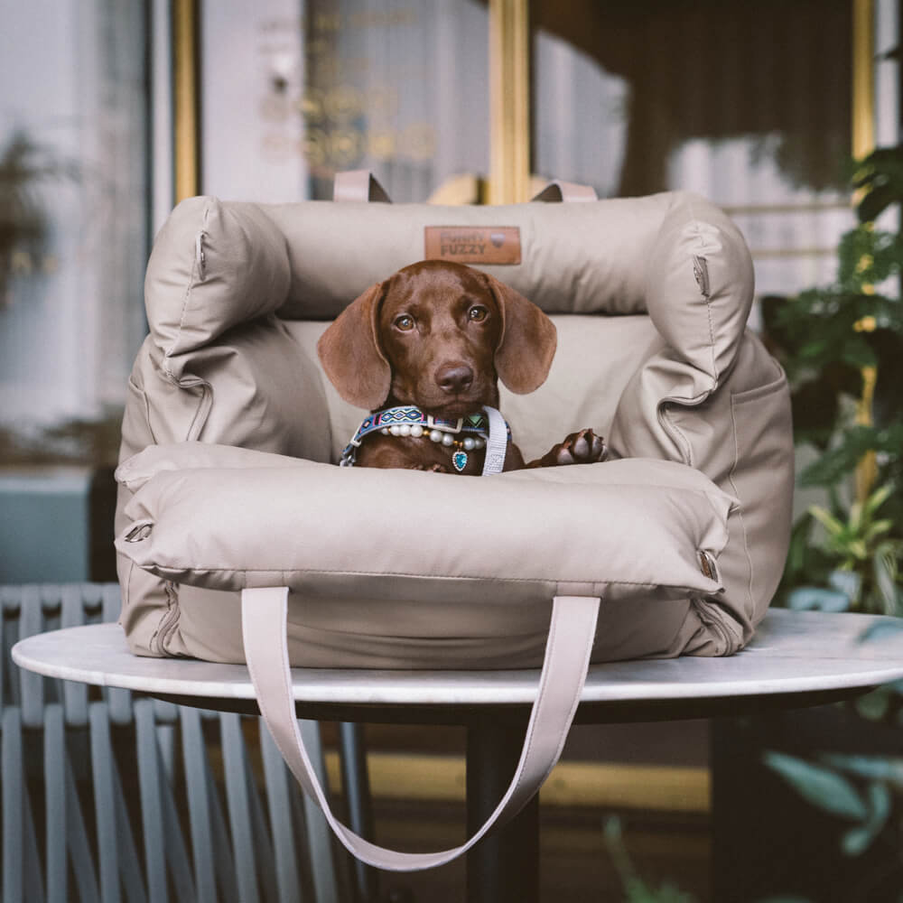 Cama elevadora para asiento de coche para perros de piel sintética de lujo - Urban Voyager