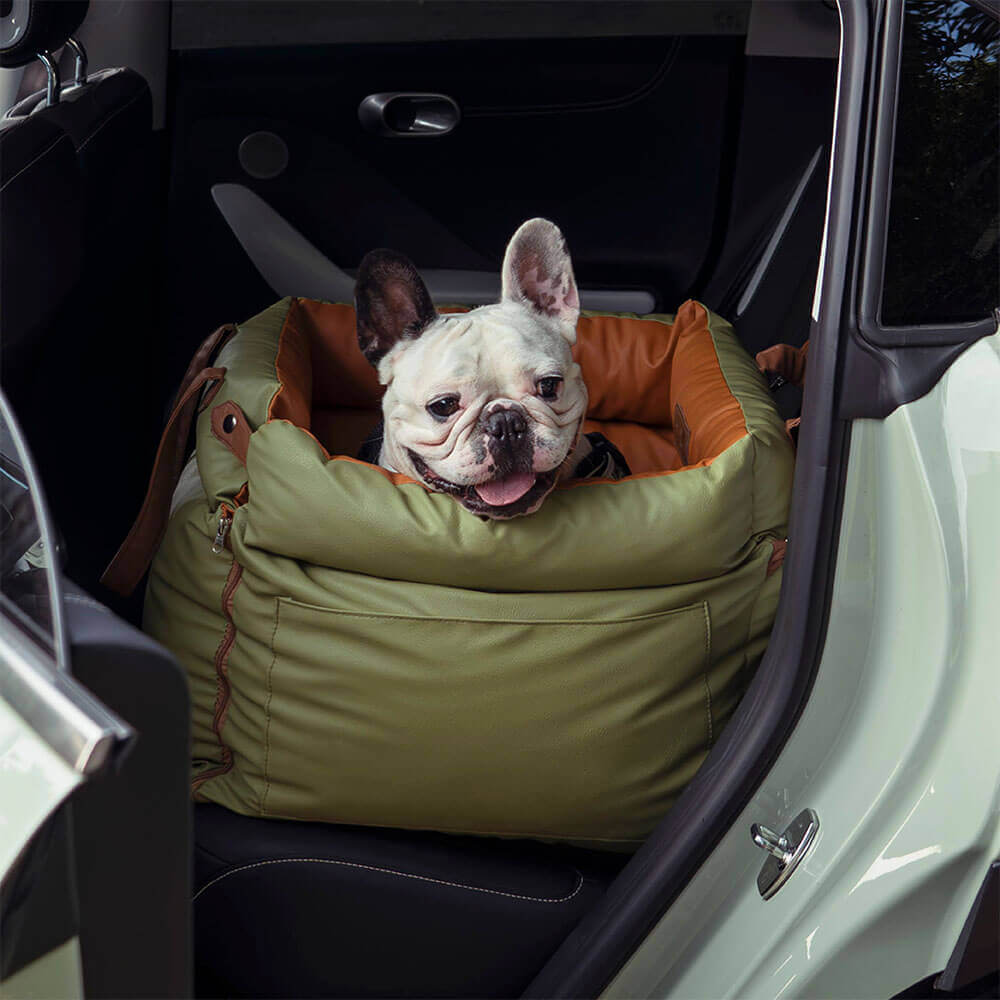 Cama elevadora para asiento de coche para perros de piel sintética de lujo - Urban Voyager