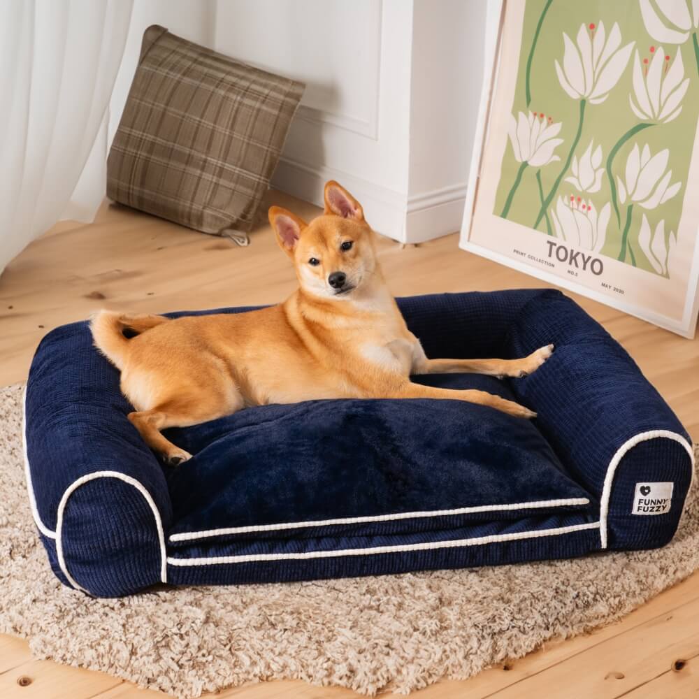 Sofá cama ortopédico para perros de franela de lujo de doble capa