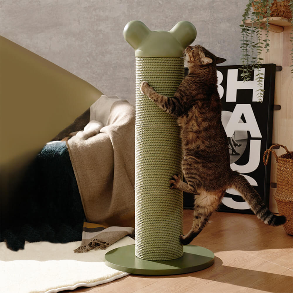 Bear-Ear Design Durable Paper-Rattan Large Cat Scratching Post