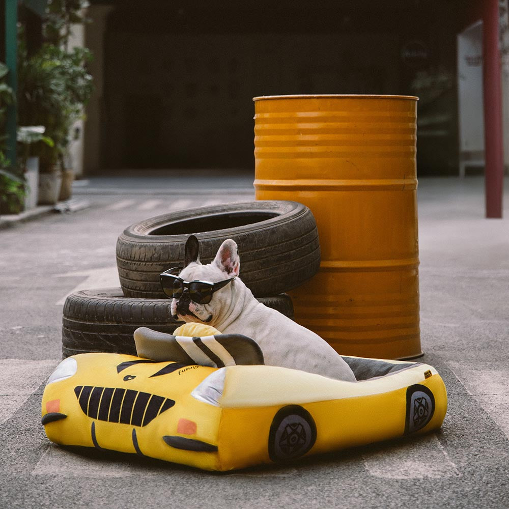 FUNNYFUZZY Chic Racer Car Supportive Dog Bed - Glamour Drive