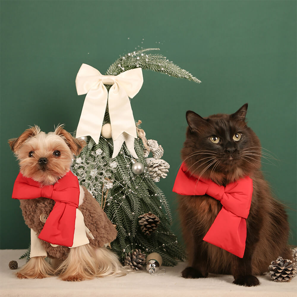 Christmas Bow Knot Adjustable Fit Dog & Cat Scarf