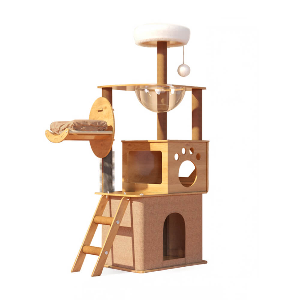 Classic Multifunctional Wooden Large Cat Tree with Cat House