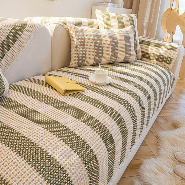 Stripe de lino de algodón Anti-scratch muebles protector de sofá cubierta del sofá