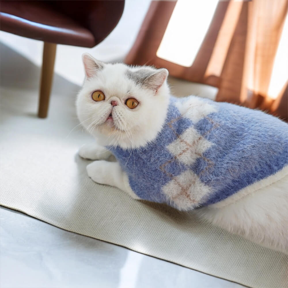 Elegant Argyle Knit Stretch Warm Dog & Cat Sweater