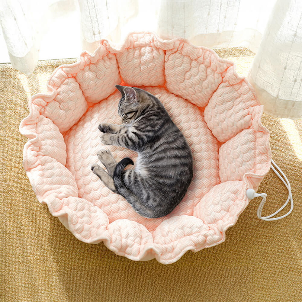 Floral Ruffled Cooling Double-Sided Versatile Dog & Cat Bed