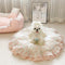 Cama de perros redondo acogedor y acogedor con volantes floral