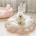 Cama de perros redondo acogedor y acogedor con volantes floral