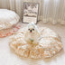 Cama de perros redondo acogedor y acogedor con volantes floral