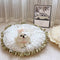 Cama de perros redondo acogedor y acogedor con volantes floral