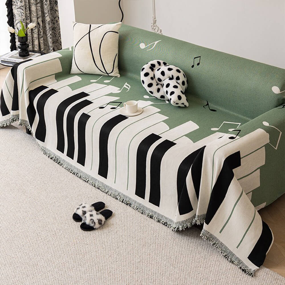 Funny Piano Chenille Fabric Sofa Decoration Throw Couch Cover