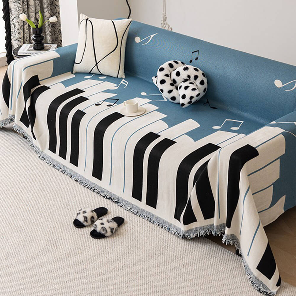 Funny Piano Chenille Fabric Sofa Decoration Throw Couch Cover