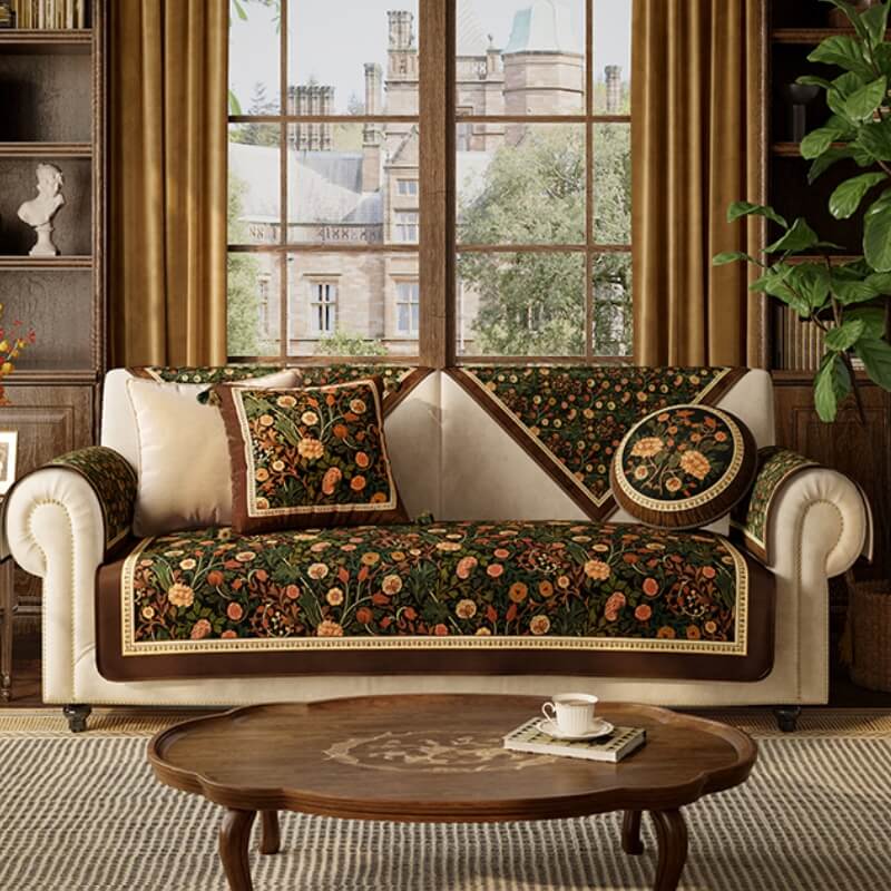 Funda protectora antideslizante para sofá, muebles de lujo Vintage para jardín