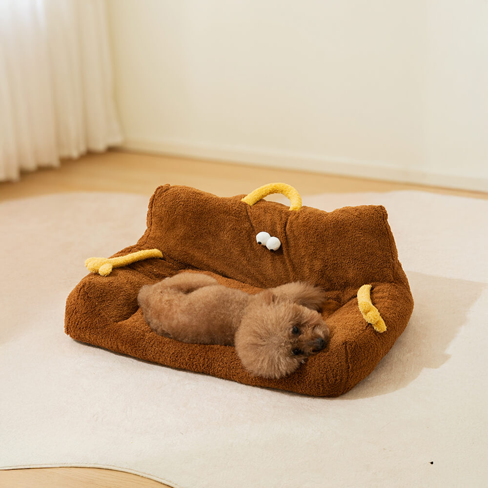 Soft Plush Monster Design Elevated Dog & Cat Sofa Bed