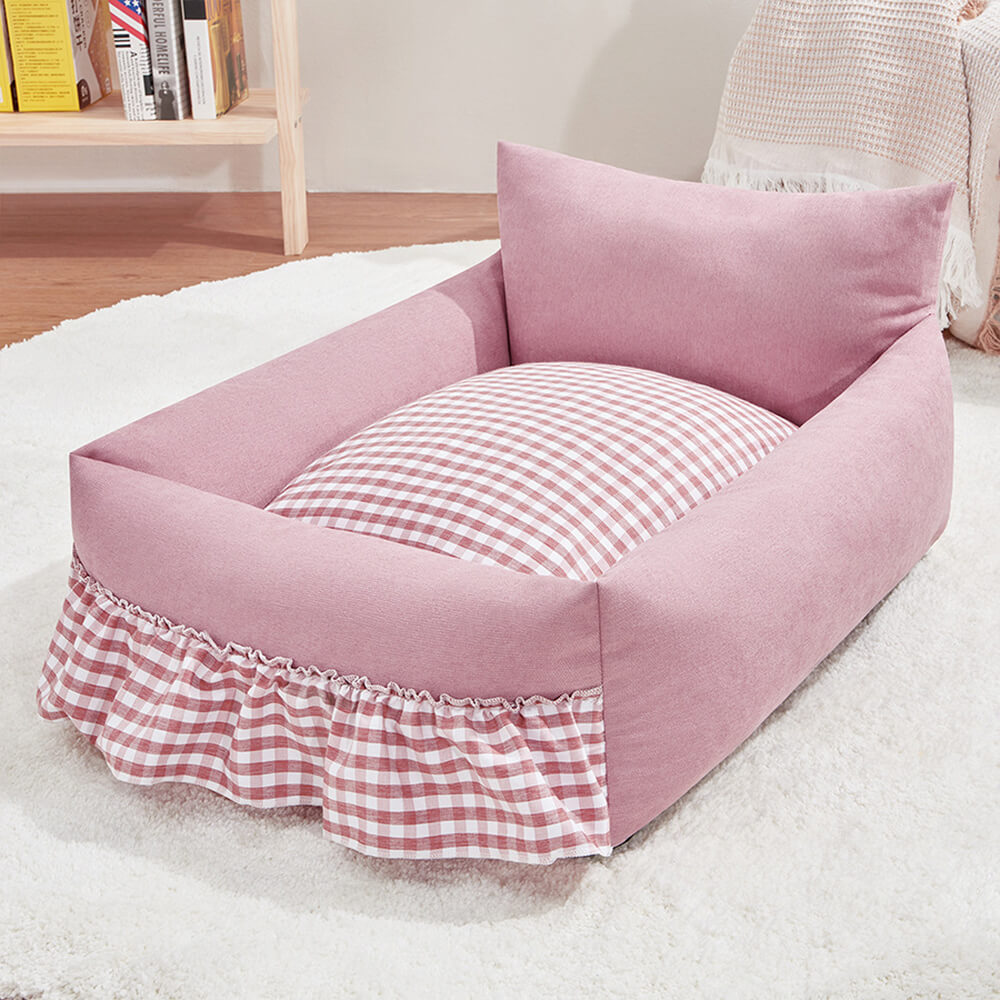 Stylish Ruffled Enhanced Backrest Washable Dog & Cat Sofa Bed