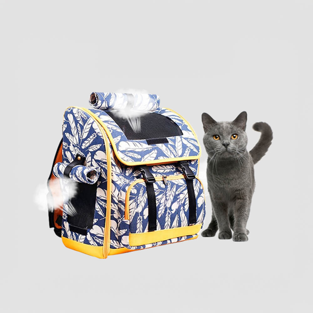 Trendy Hawaiian Print Portable and Comfortable Pet Travel Cat Backpack