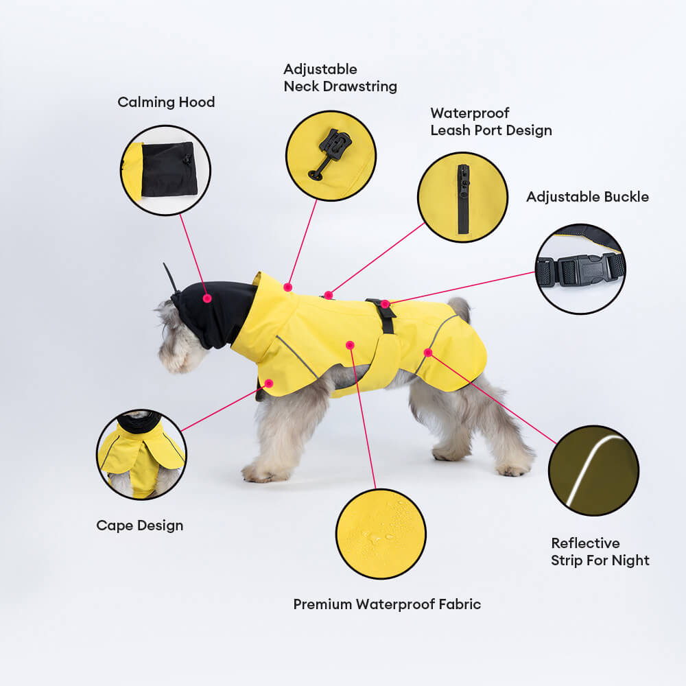 Turtleneck Waterproof Lightweight Reflective Adjustable Dog Poncho Raincoat