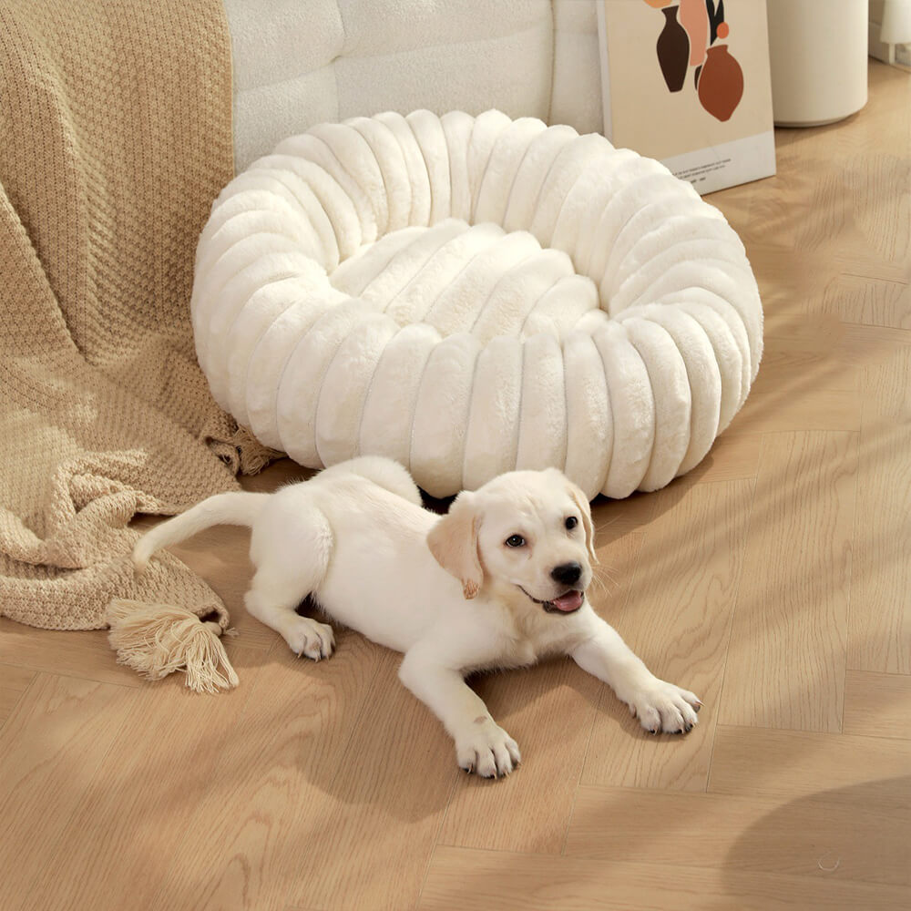 Ultra-Soft Plush Round Donut Support Dog & Cat Bed