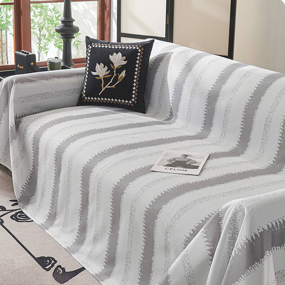 Ultra-Soft Striped Cooling Ice Silk Breathable Couch Cover