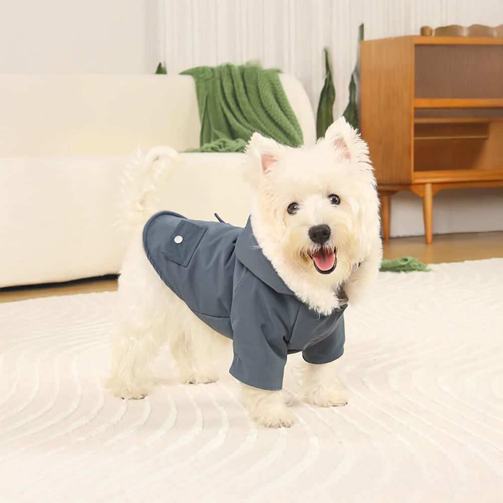 Ultra-Warm Faux Fur Lining Windproof Hooded Dog Coat