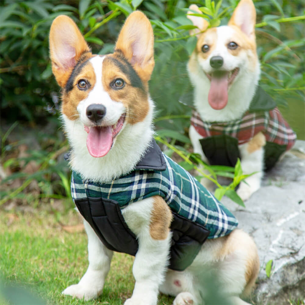 Ultra-Warm Plaid Turtleneck Skin-Friendly Velcro Dog Jacket