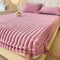 Stripe vertical Faux Faux Rabbit Fur Cattress Protector Inscribido Hoja