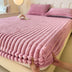 Stripe vertical Faux Faux Rabbit Fur Cattress Protector Inscribido Hoja
