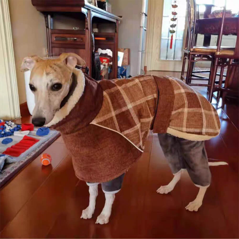 Warm Fleece Plaid Adjustable Turtleneck Dog Jacket