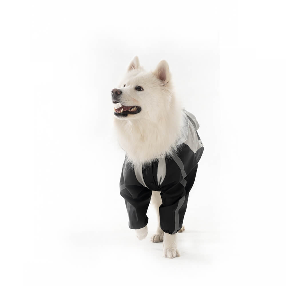 Waterproof Reflective Adjustable Fit Transparent Brim Dog Hooded Raincoat