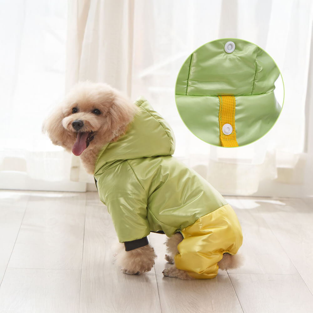 Waterproof Windproof Warm Dog Hooded Coat with Snap Closure