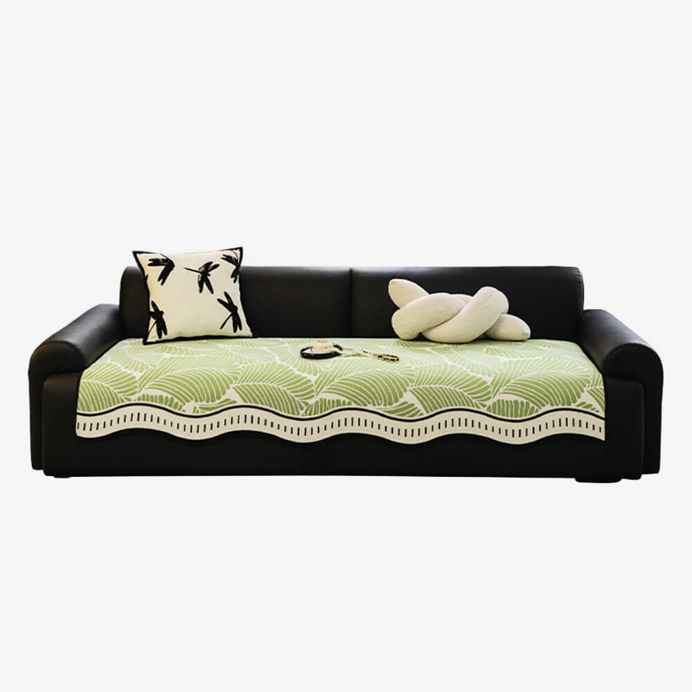 Banana Leaf Pattern Non-Slip Chenille Straight Couch Cover