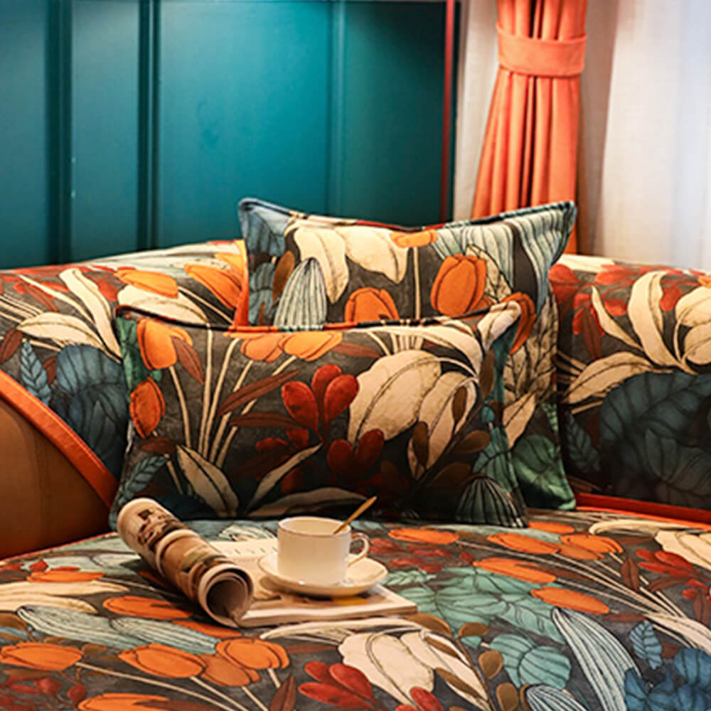 Floral Chenille All-Seaons sin deslizamiento de la cubierta del sofá de decoración del hogar